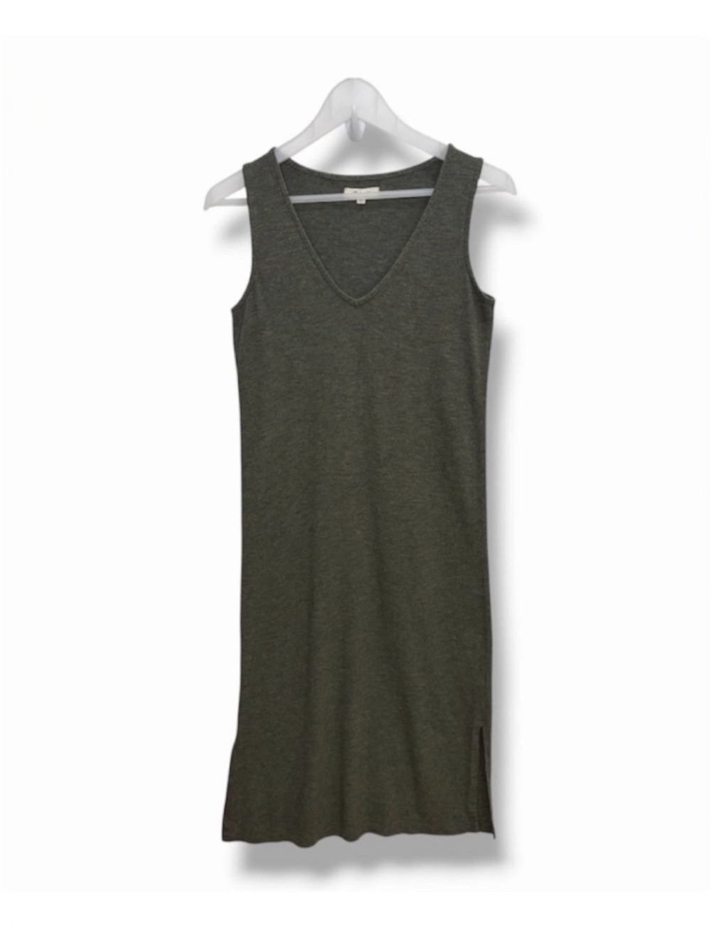 Madewell V-Neck Jersey Tank Dress Size XS Heather Loden Green Midi